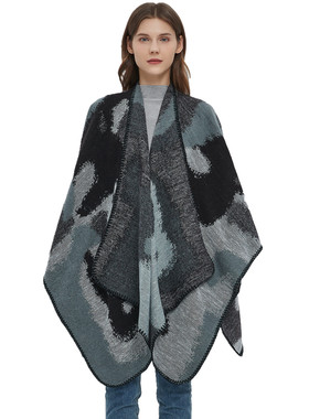 Women Double-sided Jacquard Lace Leopard-print Split Scarf