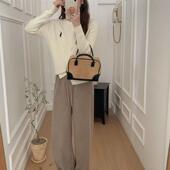 保暖加绒裤 子女冬直筒裤 休闲加厚外穿高腰百搭质感遮肉显腿阔腿L