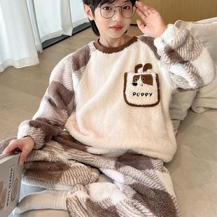 采购产品童装男孩的睡衣春天秋天和冬天的家庭衣服天鹅绒冬天大孩