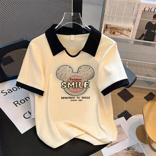 女童拼色POLO衫 中大儿童时髦百搭女孩上衣初中生 纯棉短袖 T恤夏装
