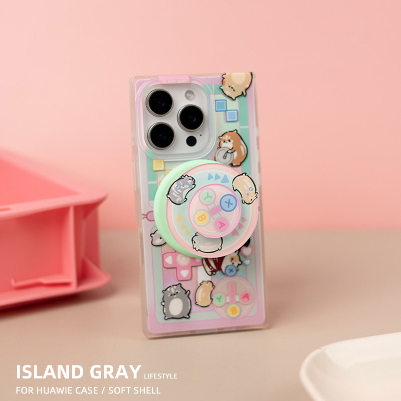 灰岛 仓鼠游戏机磁吸方形手机壳 双层印花 适用于苹果 iPhon