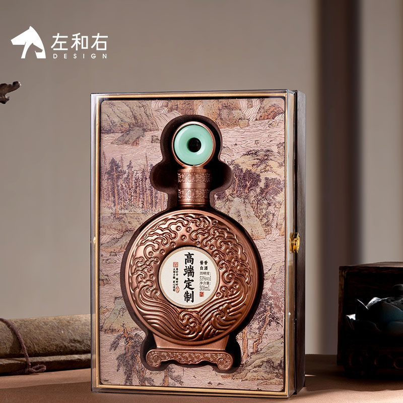 左和右包装高档精致白酒瓶空瓶包装盒酒盒酒瓶外包装盒玻璃瓶定制