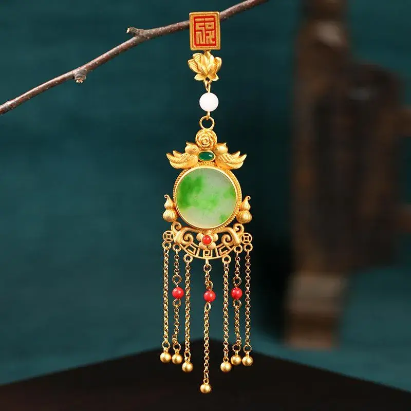 中元素设计复古配饰胸针国潮古装旗袍汉服流苏压襟胸襟古法金女式