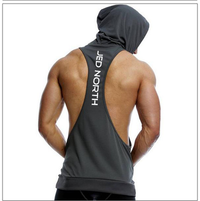 Men's Gym Clothing Waistcoat hood Singlet Shirts man clo