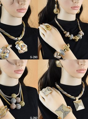 Jewelry set Bride Wedding Necklace Earring Ring Bracelet Jew