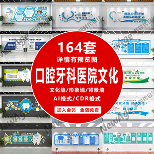 牙科医院文化墙爱护牙齿健康宣传介绍诊所门诊牙医口腔文化墙素材