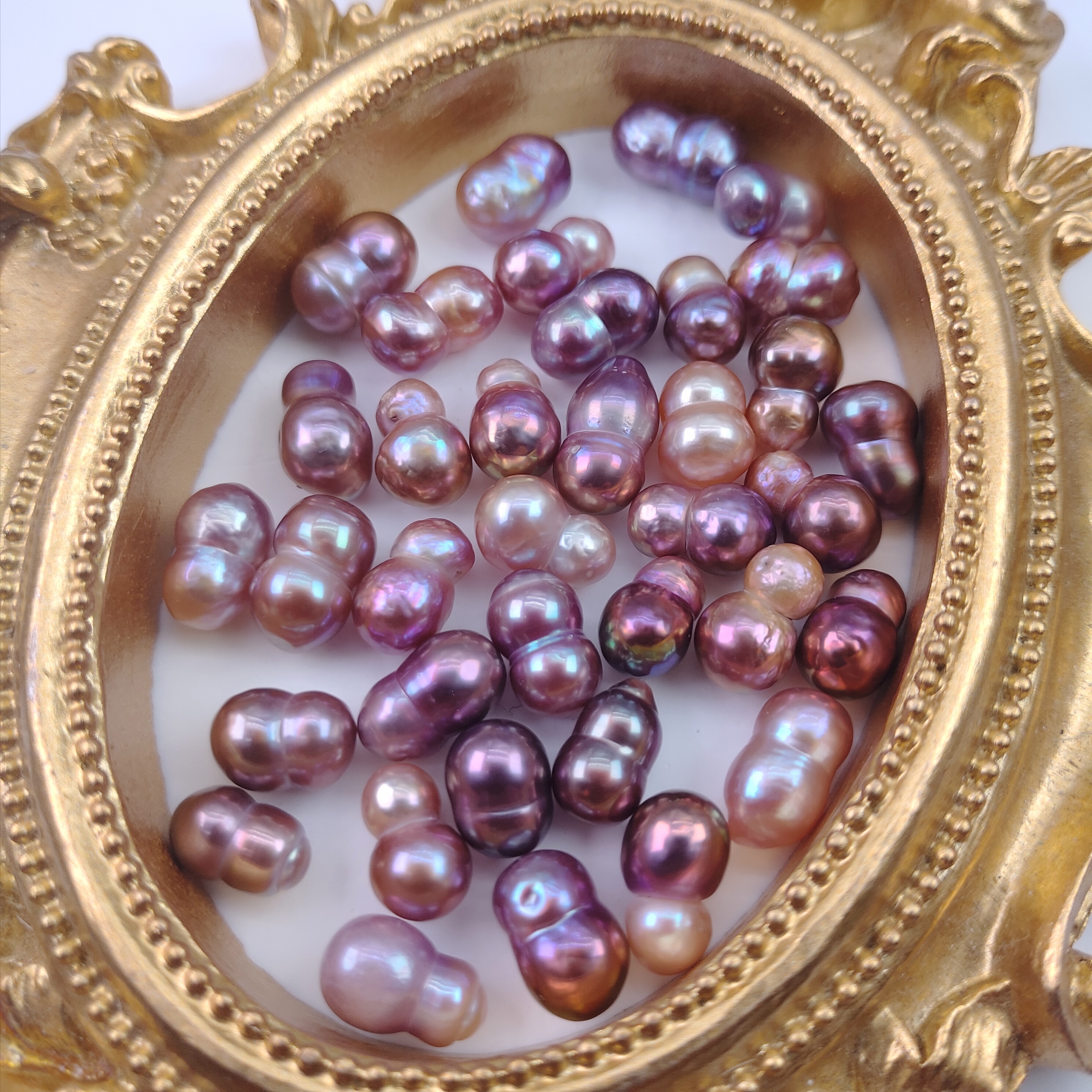 强光紫色小葫芦巴洛克珍珠水滴强光裸珠diy半成品饰品配件材料