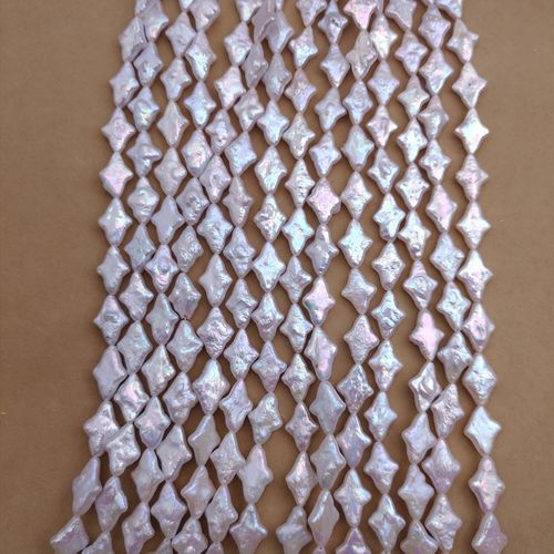 白色四芒星天然淡水珍珠星星十字芒星四角星DIY饰品手工穿珠配件