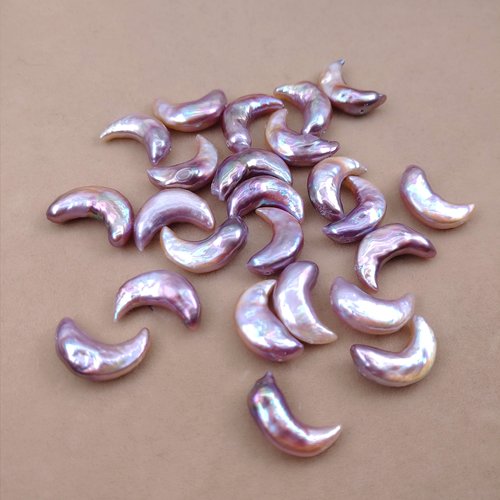 彩色月亮形天然淡水异形珍珠巴洛克珍珠炫彩强光散珠裸珠DIY手链