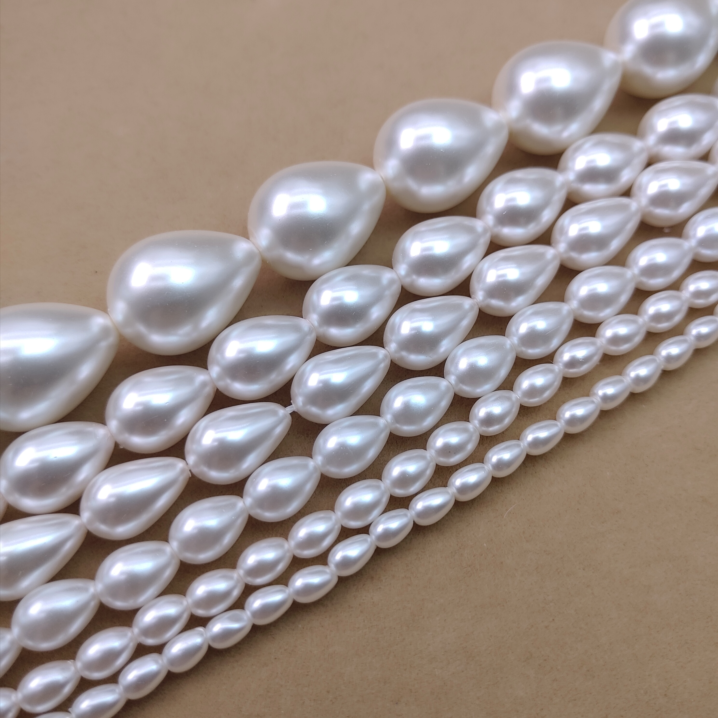 水滴形通孔玻璃施家珍珠仿贝壳珍珠贝珠饰品diy材料吊坠米珠