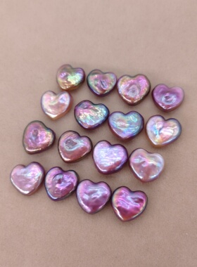 紫色彩色桃心爱心天然巴洛克淡水珍珠diy饰品耳饰吊坠配件材料