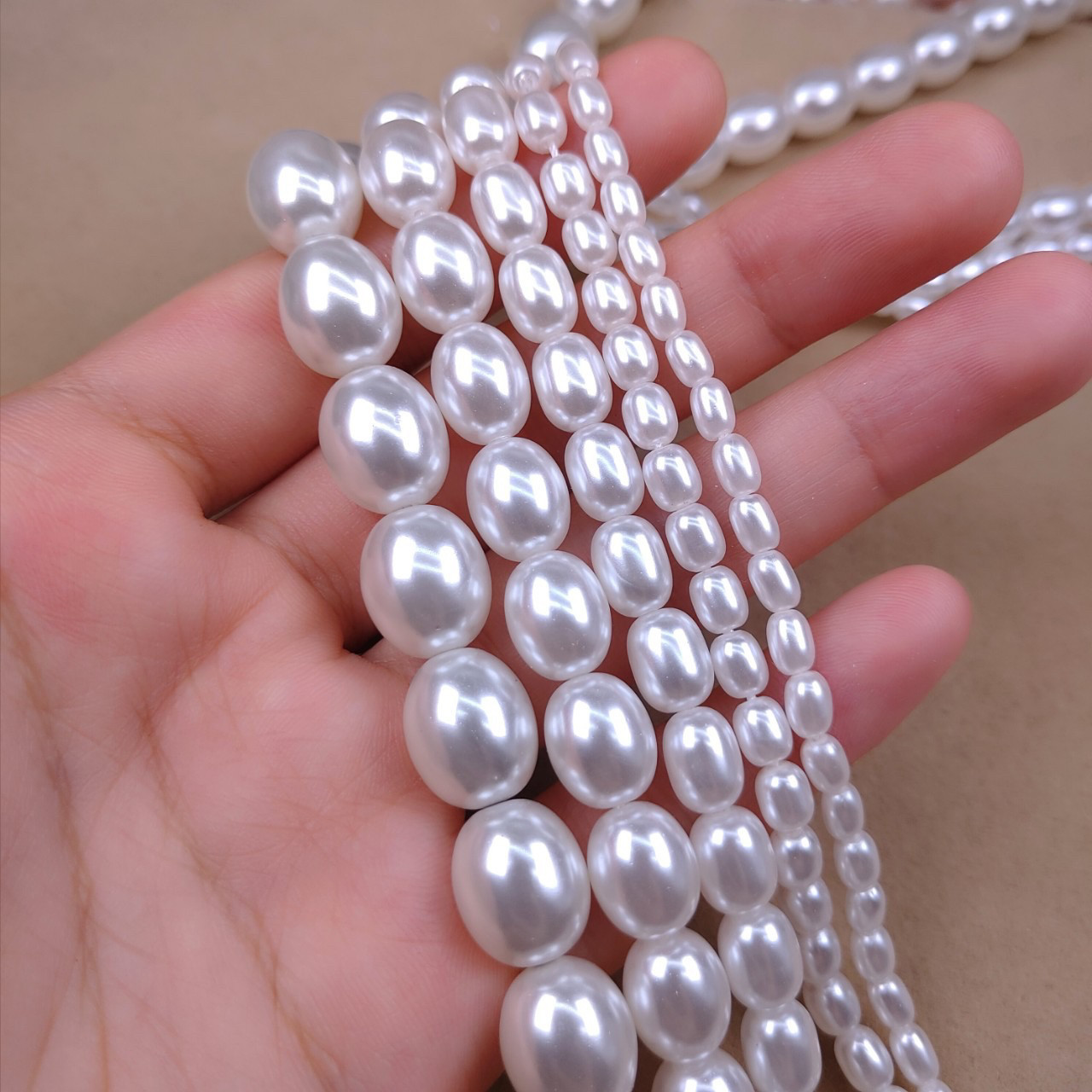 2-12mm直孔椭圆米珠仿贝珠通孔施家珍珠diy手工半成品配件材料