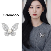 大衣西装 轻奢蝴蝶珍珠款 胸针女简约大气胸花高端精致时尚 别针配饰