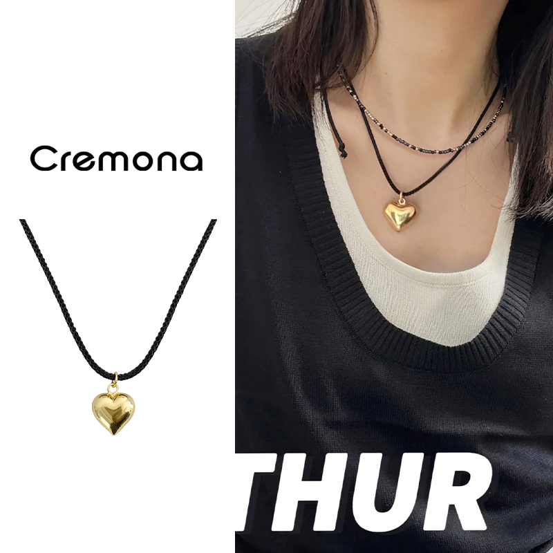 轻奢小众金色爱心项链女