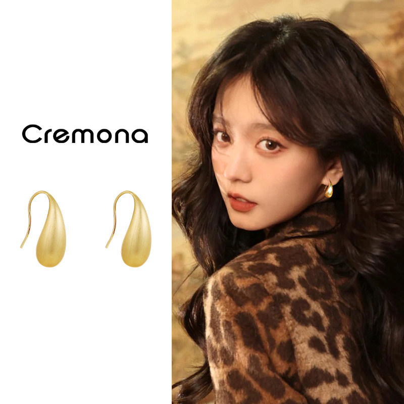 小众设计拉丝水滴耳环轻奢高级感