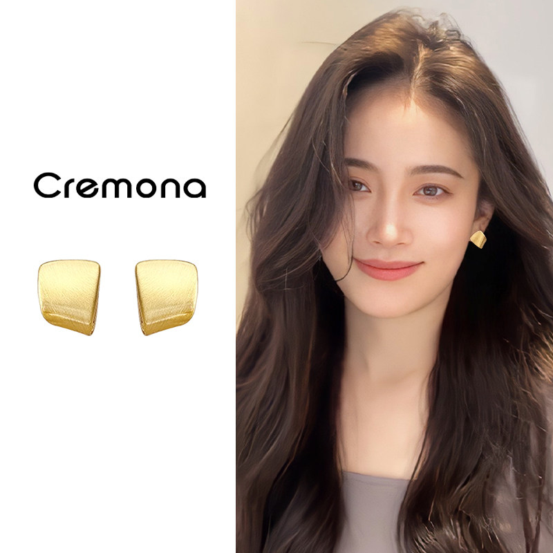 金色简约磨砂耳环2025新款爆款