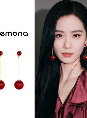 长款红色流苏耳环女秋冬小众独特耳钉轻奢高级感气质大气耳坠耳饰