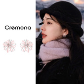 粉色烟花耳夹无耳洞女新款 轻奢高级感小众秋冬精致气质艺术生耳饰