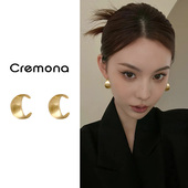 金色C型耳环女复古港风轻奢高级感大气耳钉2026新款 爆款 秋冬耳饰