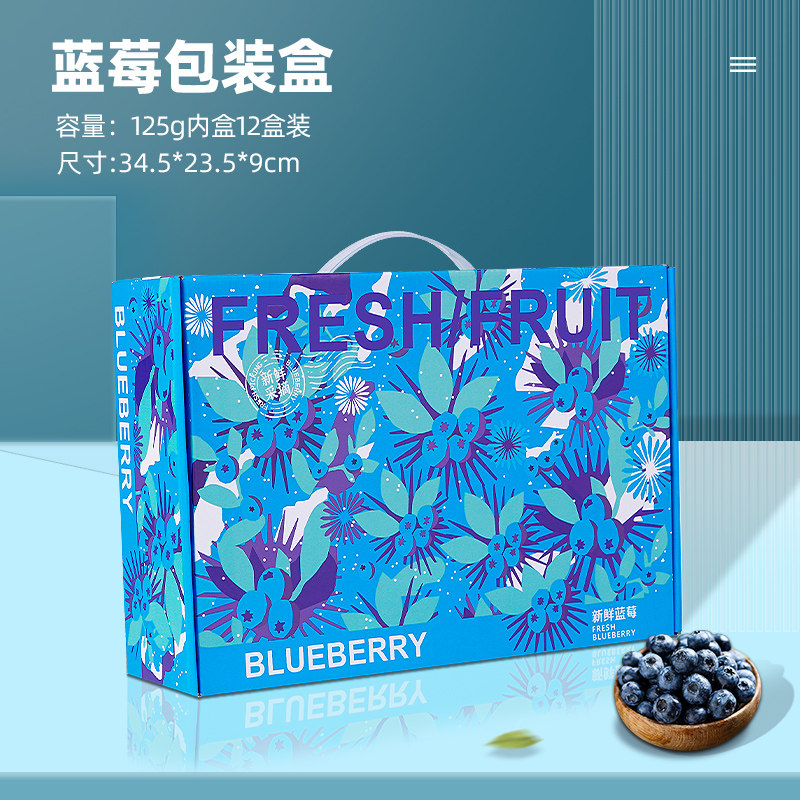 高档蓝莓包装盒礼盒6盒125克装手提袋怡颗莓高端礼品盒水果空盒子