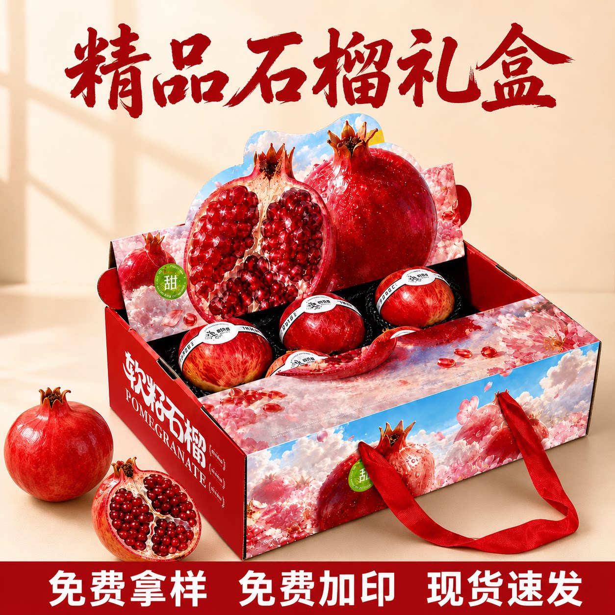 石榴精品包装盒礼盒空盒子批发