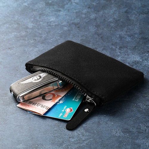 翻毛皮零钱包短款钱袋收纳包卡套卡片夹钥匙套卡夹零钱卡包女钱夹