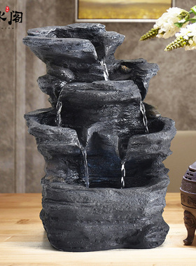 假山流水喷泉桌面招财小摆件居家客厅电视柜书房茶室前台装饰礼品