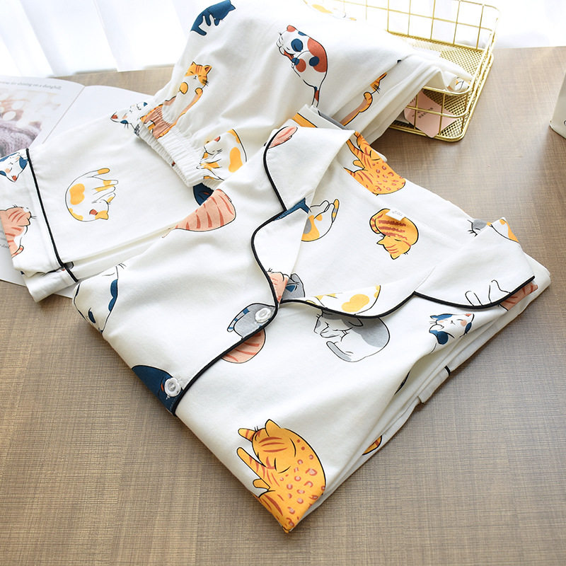 2Pcs Set Sleepwear Female Tops+Pants Nighties Pijama Suit - 实物图