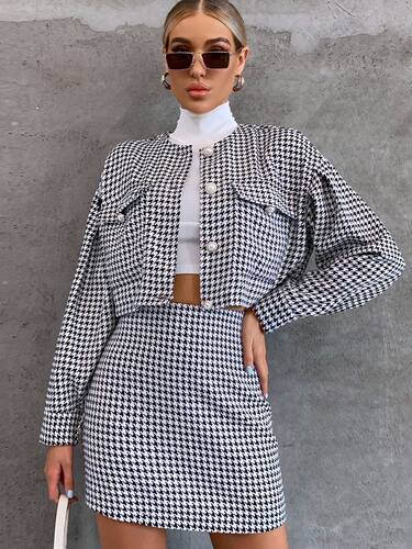 Jacket High Waist Package Hip Skirt 2 Pcs Suit夹克高腰包臀裙