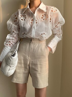 See Through Long Sleeve Loose White Blouse Top 2022 Trend