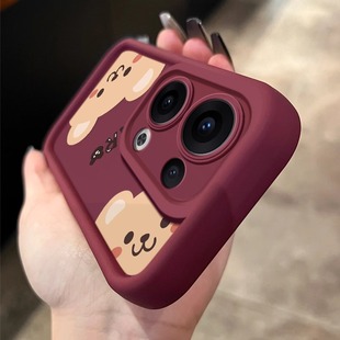 适用OPPOReno13pro手机壳新款Reno12保护套网红爆款reno14时尚卡通可爱潮牌全包防摔探头小熊高级感简约爆款