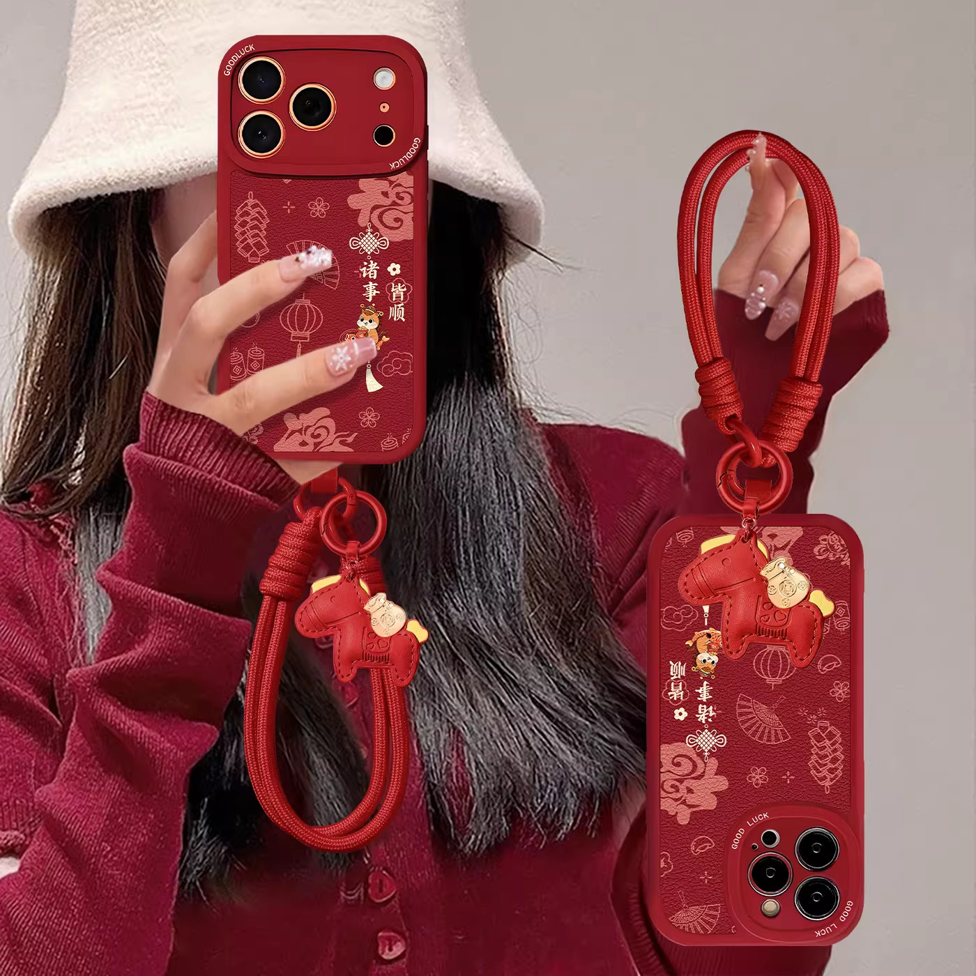 诸事皆顺小马适用苹果17promax手机壳新款iPhone16保护套小众15pm高级皮纹14网红13p个性12pro全包防摔17挂绳,3C数码配件,手机保护套/壳,淘宝优惠券,粉丝福利购,淘宝优惠卷