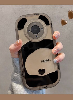 适用华为mate70pro手机壳可爱熊猫背影mate60Pro+透黑硅胶防摔mate50Pro高级感全包曲面屏nova13时尚爆保护套