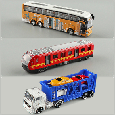 合金玩具公交车火车地铁拖车