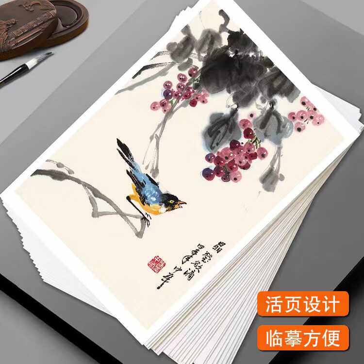 国画原创临摹卡传统国画花鸟蔬果绘画入门培训高清印刷32幅