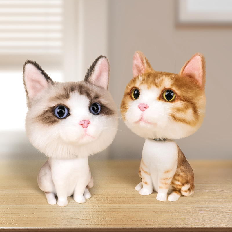 美国卡豆仿真猫咪玩偶摇头车载摆件毛绒玩具公仔可爱男女生日礼物