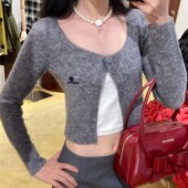 气质外套 修身 shushu甜美千金风一粒扣叠穿小香风针织开衫 短款