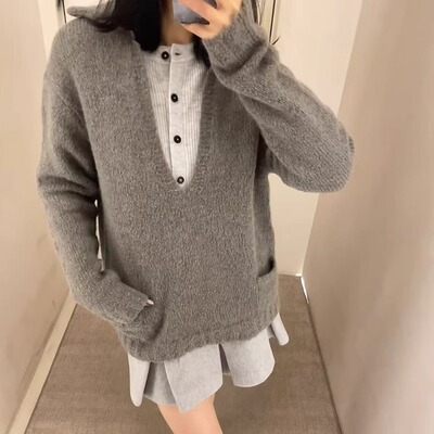 marchen松弛感宽松羊毛长袖毛衣