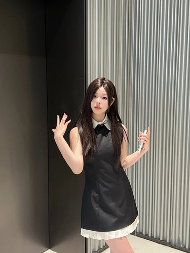 shushu甜美小香风收腰无袖背心裙