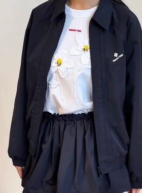 TE shushu宁艺卓同款休闲简约塔克运动外套翻领宽松百搭夹克上衣