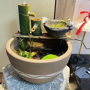 无釉加厚水缸老式 米缸 土陶睡莲缸庭院养鱼荷花缸粗陶腌菜缸中式