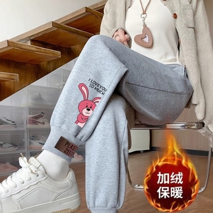 胖mm百搭休闲裤 清仓捡漏卫裤 宽松束脚运动大码 新款 女加绒加厚冬季
