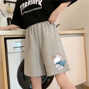 ins潮中裤 高腰显瘦休闲跑步运动短裤 女夏外穿宽松阔腿大码 五分裤