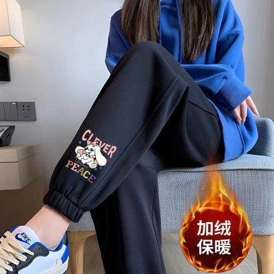 加绒加厚运动裤女束脚秋冬季保暖外穿休闲灯笼裤小个子爆款运动裤