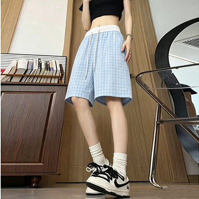 速干短裤女夏季薄款潮流显瘦休闲裤爆款直筒运动短裤泡泡纱五分裤