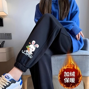 宽松束脚灯笼裤 保暖外穿运动裤 女2026秋冬新款 加绒加厚高腰休闲裤