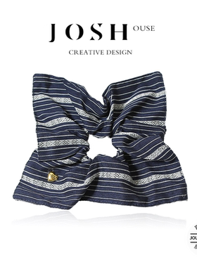 轻奢高级条纹方巾肠圈女新款简约扎头发绳高弹力发饰韩版马尾头绳