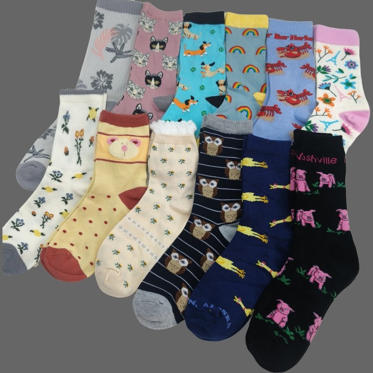 外贸尾货袜子女多款式波点条纹卡通春秋10双装袜子盲盒,女士内衣/男士内衣/家居服,中筒袜,淘宝优惠券,粉丝福利购,淘宝优惠卷