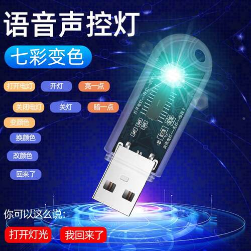 人工智能语音控制灯USB声控灯感应灯led小夜灯卧室家用睡眠小台灯