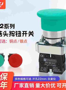 绿色蘑菇头XB2-BC31-BE101C自复位启动按钮红色停止按键常开40mm